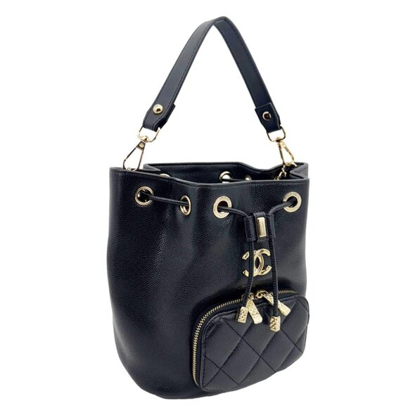 Chanel Business Affinity Caviar Quilted Leather Drawstring Bucket Bag Black - Picture 5 of 16